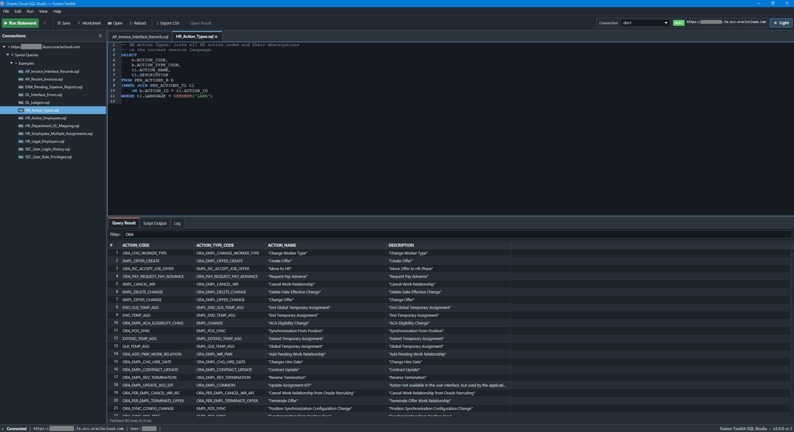 Screenshot of Oracle Cloud SQL Studio — SQL Developer alternative by Fusion Toolkit.